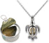 Pearlina Turtle Necklace Cultured Pearl in Oyster Set Silver tone Plated Cage W/Stainless Steel Chain 18"...
