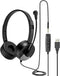 USB Headset with Microphone for PC, 3.5mm Jack 2 in 1 Headset,Wired Stereo Computer Headphone,Lightweight Headset with Volume Control Wired Headse...