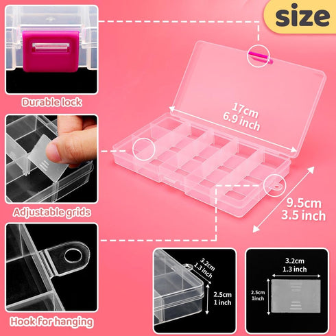 IOOLEEM 15 Grids Plastic Bead Organizer Box, Organizer Container Storage Box, Dividers for bead arts and crafts....