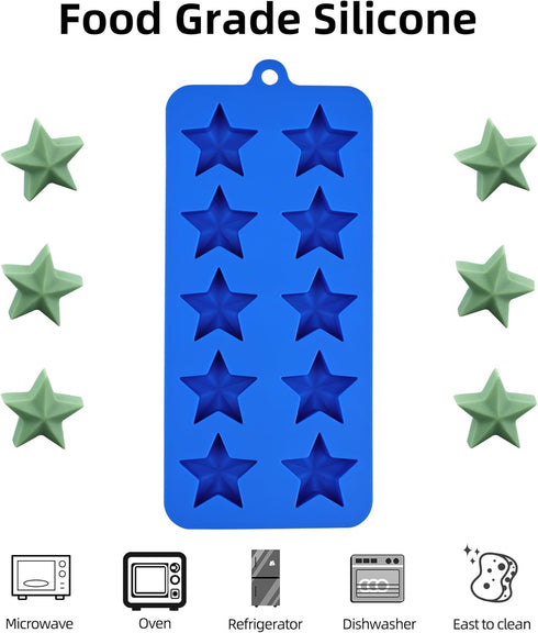 Star Chocolate Molds 3pcs Silicone Star Candy Molds for Baking Ice Cube Resin Soap Jelly(Star Size 1.93in)...