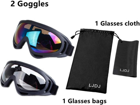 Motorcycle Goggles - Glasses Set of 2 - Dirt Bike ATV Motocross Anti-UV Adjustable Riding Offroad Protective Combat Tactical Military Goggles for ...
