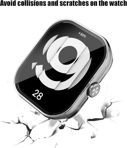 Screen Protector Case for Xiaomi Redmi Watch 4 Smartwatch, Hard PC Bumper & Tempered Glass Film Replacement Accessories for Redmi Watch 4, Clear...