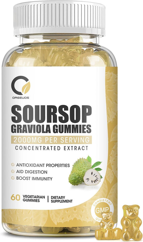 Recipe Upgrade Soursop Graviola Gummies - Organic Soursop Leaves & Fruit Extract 2000 mg - Digestive Aid, Immune Support & Antioxidant Properties ...