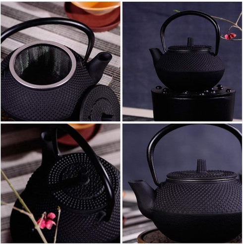 PATKAW Cast Iron Teapot Japanese Tetsubin Kettle Stovetop Tea Kettle Loose Leaf Tea Pot for Boiling Hot Water Tea Black (7.20X7.00X4.30cm)...