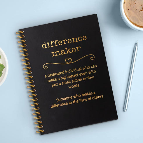 Difference Maker Black Golden Hardcover 160 Pages Blank Spiral Notebooks, Employee Appreciation Gift, Thank You Gift for Coworker Boss, Unique Off...