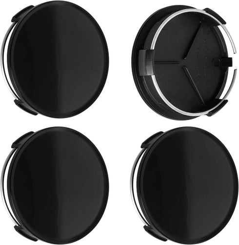 TMS 2.9Inch 75MM Wheel Center Caps, Pack of 4 (Gloss Black, Outer 75MM, Inner 73MM)...