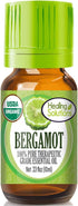 Healing Solutions Bergamot Essential Oil, 0.33 oz (10ml), Organic, Undiluted, Pure Oil for Skin & Diffuser...