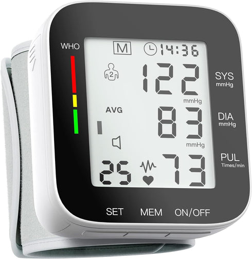 Wrist Blood Pressure Monitor Automatic Large LCD Display Adjustable Wrist Cuff Automatic Dual 99 Reading Memory Automatic Digital BP Machine for H...
