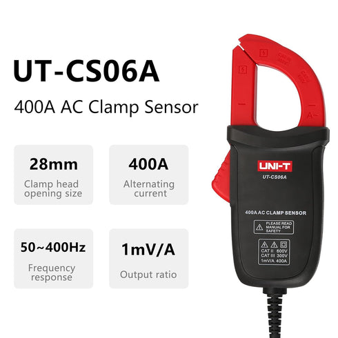 UNI-T UT-CS06A 400A AC Current Clamp Sensor, UT196/UT139C/UT117C Multimeter Option Current Clamp...