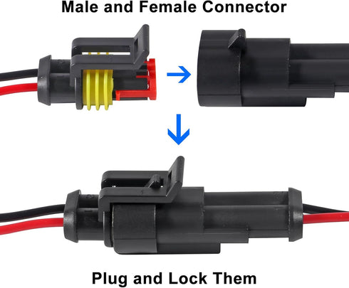8Pair 2Pin Connector Waterproof Electrical 2 Pin Plug Auto Electrical Wire Connectors Quick Disconnect Automotive Wire Connectors Marine for Car, ...