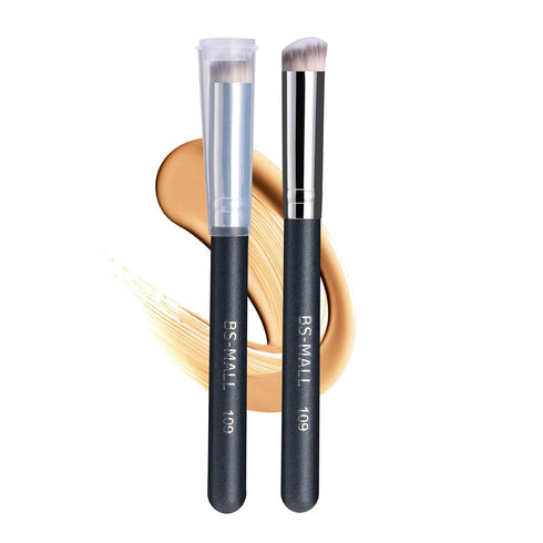 BS-MALL Concealer Brush Makeup Brushes Under Eye Angled Flat Top Kabuki Brush Small Foundation Pack of 2 Nose Contour Brush Travel Package...
