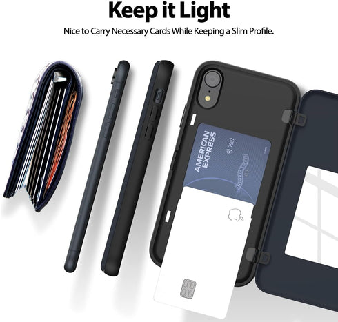 GOOSPERY iPhone XR Wallet Case with Card Holder, Protective Dual Layer Bumper Phone Case - Navy...