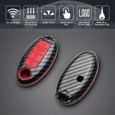 TANGSEN Key Fob Case Red Cover Compatible with Infiniti EX FX X G JX M Q QX Series Altima Coupe Armada GTR Maxima Murano Cross CABRIOLET Pathfinde...