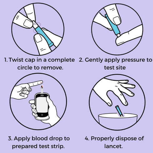 Pip 100 Lancets | All-in-One 30G-1.6mm Diabetes Safety Lancets | Sensitive Fingerstick Testing for Blood Sugar & Ketone Monitors...