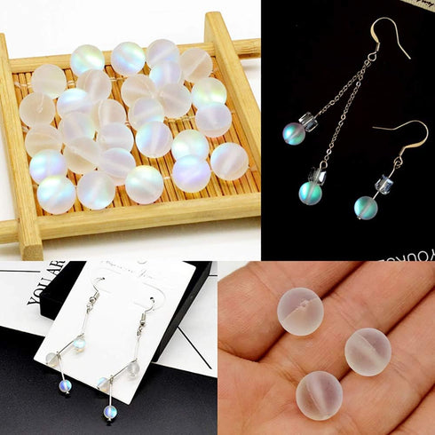 Matte Crystal Glass Mermaid Aurora Moonstone Beads for Jewelry Making...