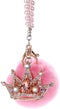 Car Mirror Hanging Accessories, Mini-Factory Rearview Mirror Hanging Bling Decoration Fluffy Luxury Diamond Crown with Pearl Chain - Pink...