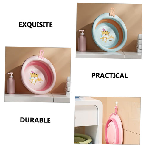 2pcs Baby Folding Washbasin Infant Washing Basin Infant Face Bathtub Travel Collapsible Basin Foldable Basin for Infant Baby Face Basin Wash Basin...