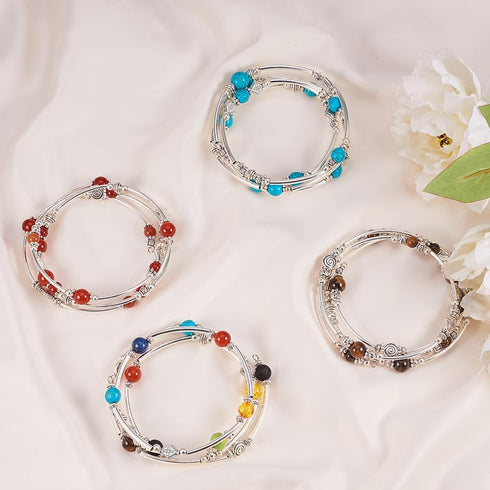 SUNNYCLUE 1 Box DIY 4 Strand Chakra Gemstone Beaded Wrap Bangle Bracelet Making Kit 2.56inch(65mm) Jewelry Craft Supplies for Beginners...