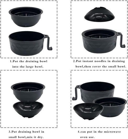 33oz Microwave Ramen Cooker,Ramen Bowl Set,Instant Noodles Bowl with Chopsticks,Rapid Ramen Cooker with Handles for College Dorm Room Apartment Es...