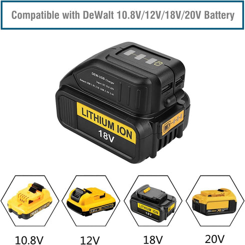 USB Charger for Dewalt 10.8V - 20V Battery, Power Tool Battery Charger Adapter (Battery Not Included)...