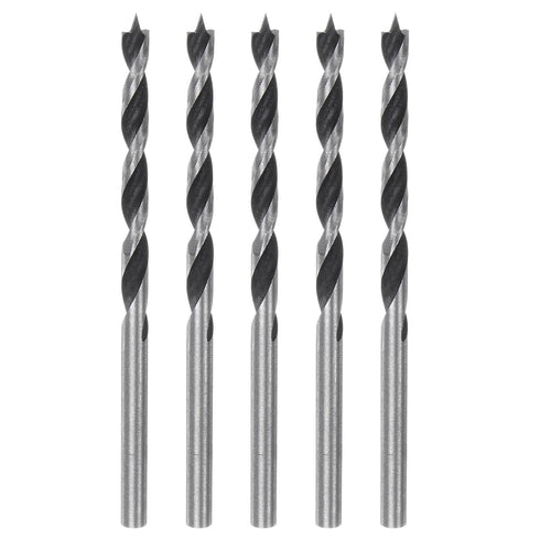 5pcs Brad Point Drill Bits 4mm (5/32'') Dia Straight Round Shank Metric Brad Point Spiral Twist Drill Bits for Softwood Hardwood Plywood Plastic R...