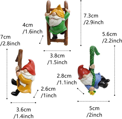 Set of 3 Cute Climbing Gnome Figurines Flower Pot Hugger, Resin Hanging Gnomes Statue Outdoor Decor Fence Ornaments for Patio Lawn Garden Yard...