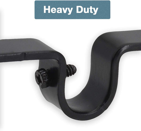 OVOV Double Curtain Rod Bracket 3 Pack Heavy Duty 1 and 5/8 Inch Curtain Rod Holders for Bedroom Living Room Black...