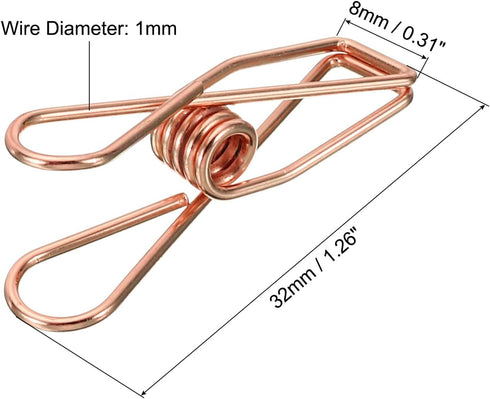 MECCANIXITY 100 Pieces Metal Wire Hollow Out Clips 32mm Cute Mini Binder Paper Clip Rose Gold for Clothes Bill Paper Office Supplies...