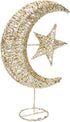Uonlytech Iron Moon and Star Ornament Glitter Christmas Table Decoration Christmas Tree Decoration Wedding Birthday Holiday Party Supply 20cm (Gol...