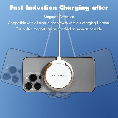 Wireless Charger with Fast Charging Capability,Compatible with iPhone and Samsung Galaxy S24, Google Pixel 8 | iPhone Charger Pad with Finger Ring...
