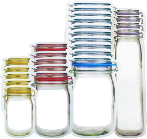 Candy Nut Bag, Set of 24 Reusable Mason Jar Bags, Ideal for Fresh & Leakproof Snack Storage, Perfect Food Saver Bags...