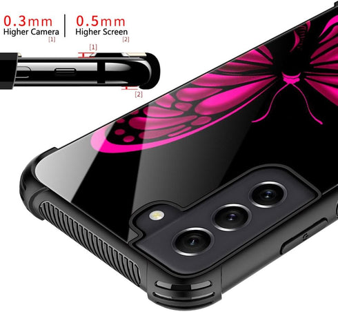 ZHEGAILIAN Case Compatible with Samsung Galaxy S21 Case,Pink Butterfly Case for Galaxy S21 Women Girls,Shockproof Dropproof Case for Samsung S21 C...