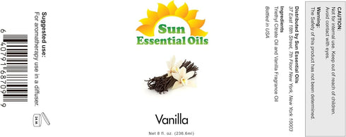 Sun Essential Oils 8oz - Vanilla Essential Oil - 8 Fluid Ounces - Vanilla Oil - Aromatherapy Diffuser Oils Vanilla - Aromatherapy Oils...