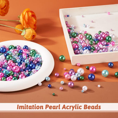 Cheriswelry 3000Pcs 4/6/8/10/12mm Imitation Pearl Acrylic Beads Dyed Round Loose Spacer Bead Kit for Necklace Bracelet Earring Jewelry Making Craf...