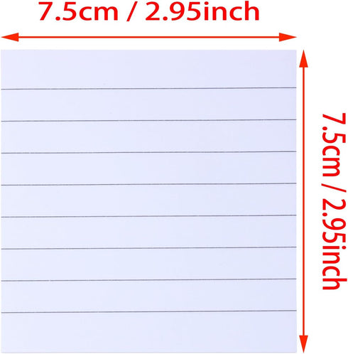 2 Pack Sticky Notes with Line 7.5x7.5cm Self-Stick Book Tabs Paper Markers Sticky Notes Pad 100 Sheets (White)...