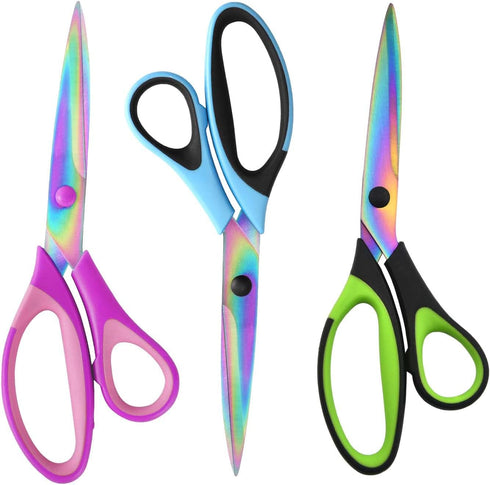 8.5" Scissors All Purpose, Multipurpose Scissors 3 pack Bulk Ultra Sharp Blade Shears, Comfort-Grip Sturdy Scissors for School Office Home Sewing ...
