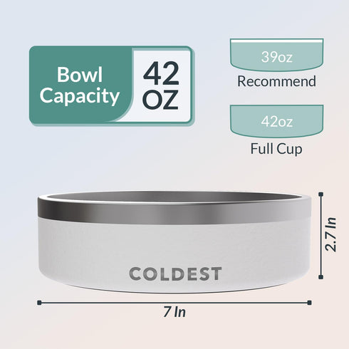 Coldest Dog Bowl - Anti Rust Metal & Non Slip Dog Bowls Large, Spill Proof Heavy Duty 3 Layers Insulated Dog Bowl - Food and Water Bowl for Dogs, ...