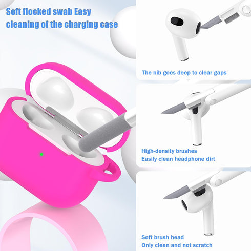 AirPods 3rd Generation Case Cover 2021, Military Grade Anti-Fall Soft Silicone Shock-Absorbing Protective AirPods 3 Case Skin with Keychain and Cl...