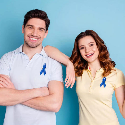 200 Pieces Blue Satin Awareness Ribbons with Safety Pins 1.4 x 3 inch...