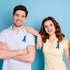 200 Pieces Blue Satin Awareness Ribbons with Safety Pins 1.4 x 3 inch...