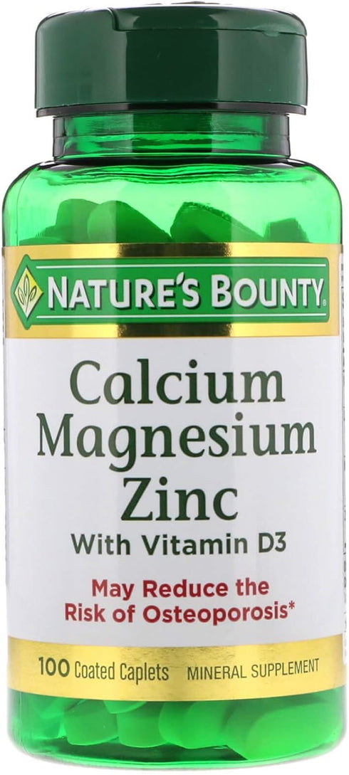 Nature's Bounty Calcium Magnesium & Zinc Caplets, Immune & Supporting Bone Health, 100 Count...