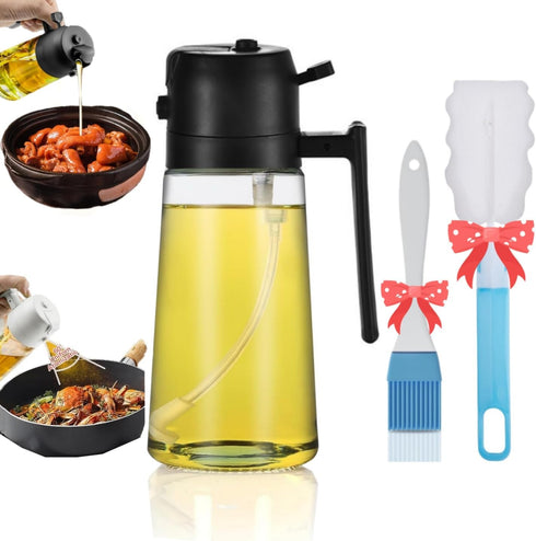 2 in 1 Oil Dispenser and Oil Sprayer, Upgraded Food-grade 16oz/470ml Oil Sprayer for Cooking, Olive Oil Sprayer Bottle Oil Sprayer Mister Oil Spri...