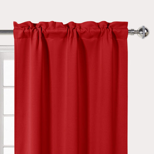 DWCN Red Christmas Valance for Windows Rod Pocket Blackout Window Valance Curtains for Kitchen Bedroom 52 x 18 inch Long,1 Panel...