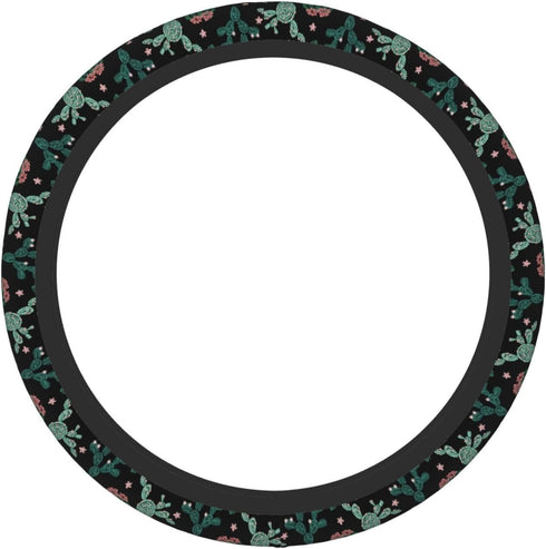 Trendy Cactus Flower Steering Wheel Cover for Women Men Girls Car Accessories Decor Anti-Slip Neoprene Auto Steering Wheel Covers Protector Univer...