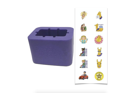 (1) Car Seat Belt/Booster Seat Receptacle Stabilizer by Buckle Booster with Fun Safety Stickers - BPA-Free...