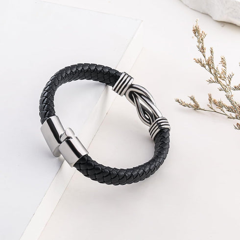 Infinity Knot Leather Bracelet Forever Linked Together Bracelet Birthday Christmas Anniversary Bracelet Idea Mens Braided Cuff 7.8/8.5/9 Inches Br...
