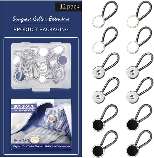 Metal Collar and Buttons Extenders for Shirt Dress Trouser Coat (12 Pack)...