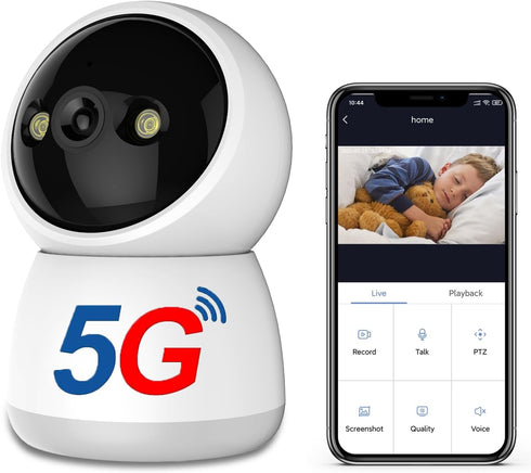 Indoor Security Camera 2K HD 360 Degree Night Vision Camera, WiFi 2.4GHZ & 5GHz Home Camera with Motion Detection & Tracking for Baby and Pet/Dog/...