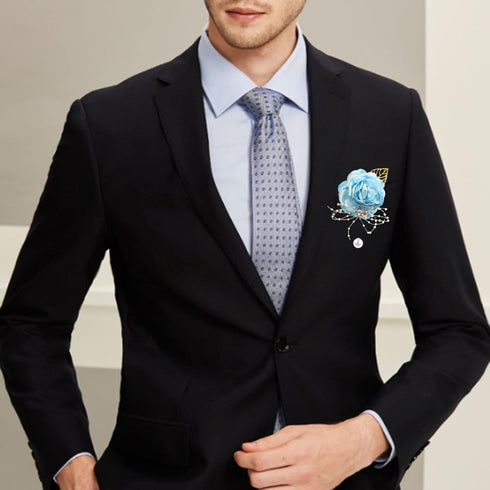 Rose Flower Wedding Brooches Cloth Art Floral Leaf Suit Shirt Lapel Brooch Pin Fashion Jewelry Boutonniere for Men Women Gold Plated...