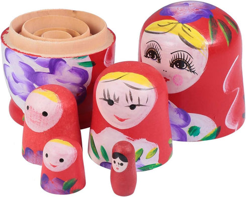 TOYANDONA Russian Nesting Dolls for Kids, Wood Matryoshka Doll Stacking Nested Set Handmade Girl-Pattern Nesting Dolls Toys for Christmas Mothers ...